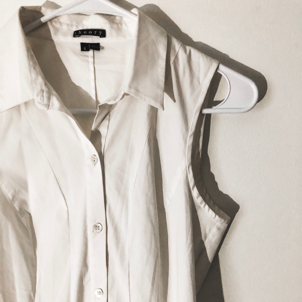 THEORY White Button Up Dress